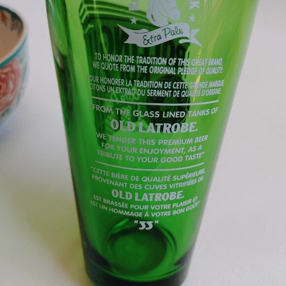 Rolling Rock Extra Pale Ale Pint Glass Green Glass TALL - Picture 5 of 7